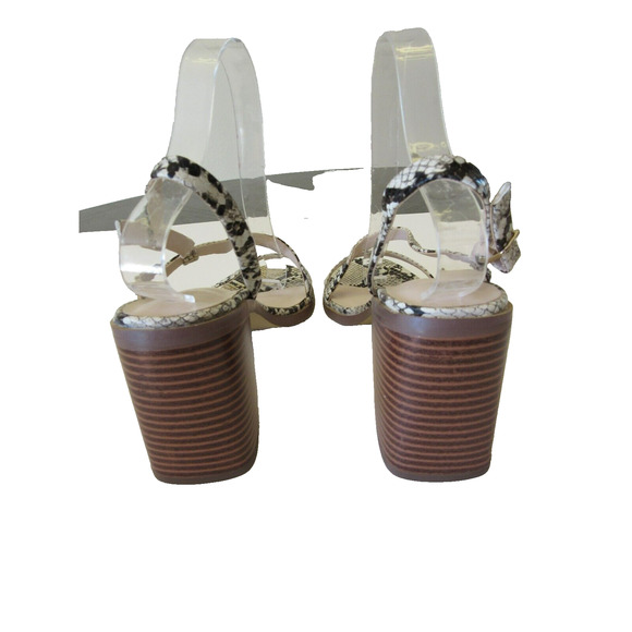 H for Halston Snakeskin Pattern Open Toe Size 9 Slingback Block Heel Sandals - Picture 2 of 7